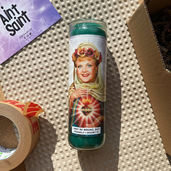 Saint Angela Lansbury | Jessica Fletcher | Murder She Wrote Prayer Candle