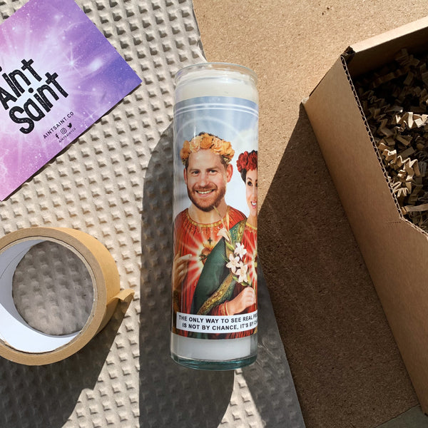 Saint Harry and Meghan Prayer Candle