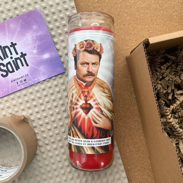 Saint Ron Swanson | Nick Offerman | Parks and Recreation Prayer Candle