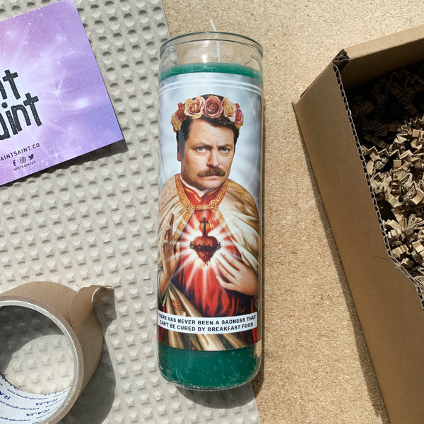 Saint Ron Swanson | Nick Offerman | Parks and Recreation Prayer Candle