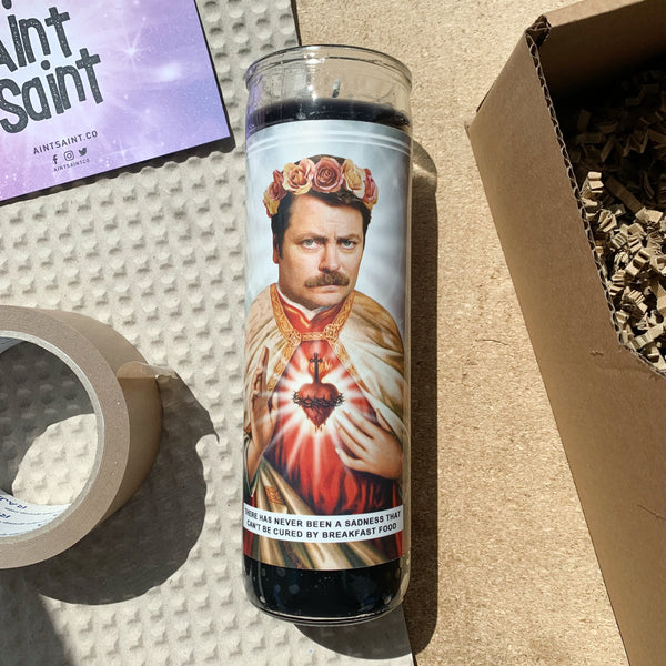 Saint Ron Swanson | Nick Offerman | Parks and Recreation Prayer Candle