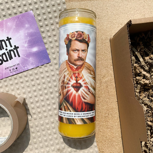 Saint Ron Swanson | Nick Offerman | Parks and Recreation Prayer Candle