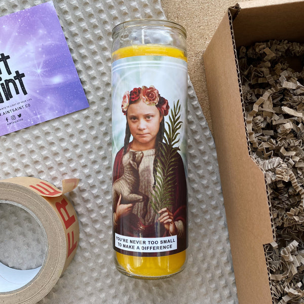 Saint Greta Thunberg Prayer Candle