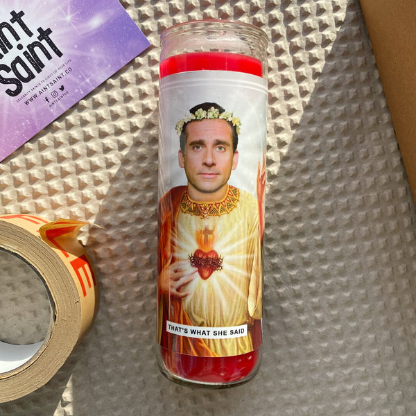 Saint Michael Scott | Steve Carell | The Office Prayer Candle