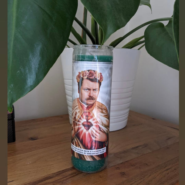 Saint Ron Swanson | Nick Offerman | Parks and Recreation Prayer Candle