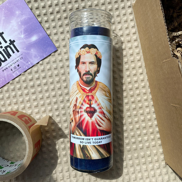 Saint Keanu Reeves Prayer Candle