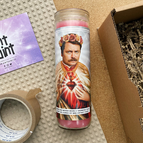 Saint Ron Swanson | Nick Offerman | Parks and Recreation Prayer Candle