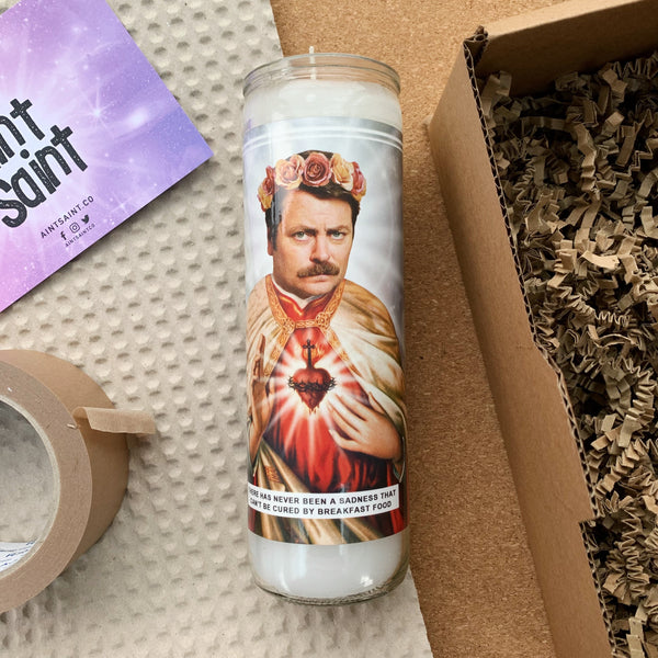 Saint Ron Swanson | Nick Offerman | Parks and Recreation Prayer Candle